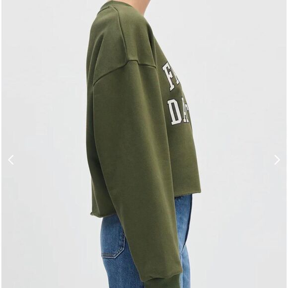Favorite Daughter Cropped Collegiate Green Sweatshirt - Size XS (Oversized) - Picture 2 of 8